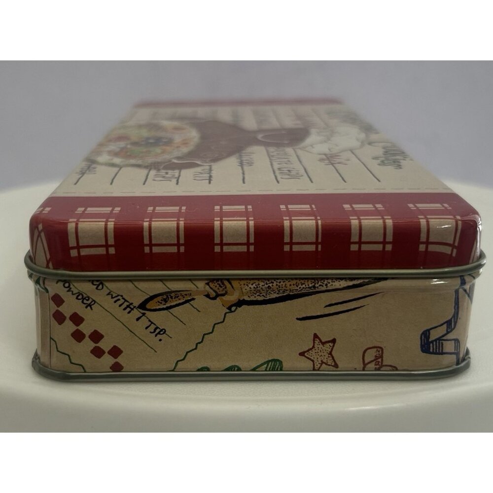Vintage Holiday Christmas Cookie Tin Gingerbread Man Chef's Hat w/ Recipe Card - Picture 4 of 10